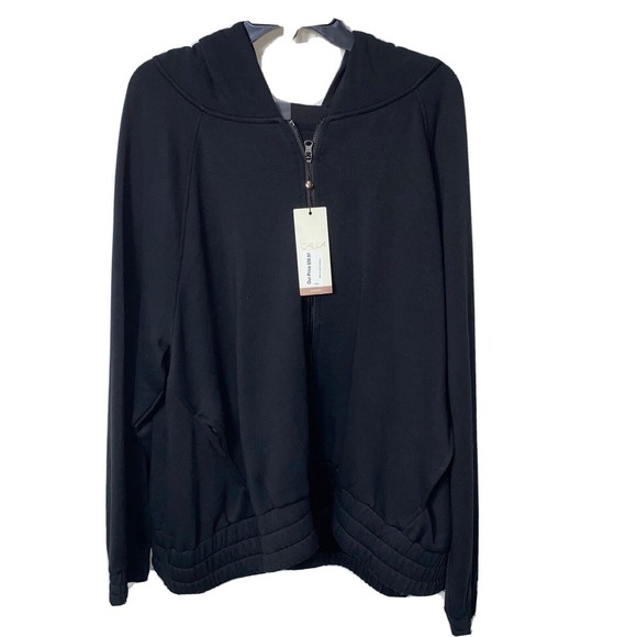 Calia Hoodie  Full Zip Womens Size 2XL  Black Hooded Jacket Long Sleeve Shirt - Picture 1 of 9